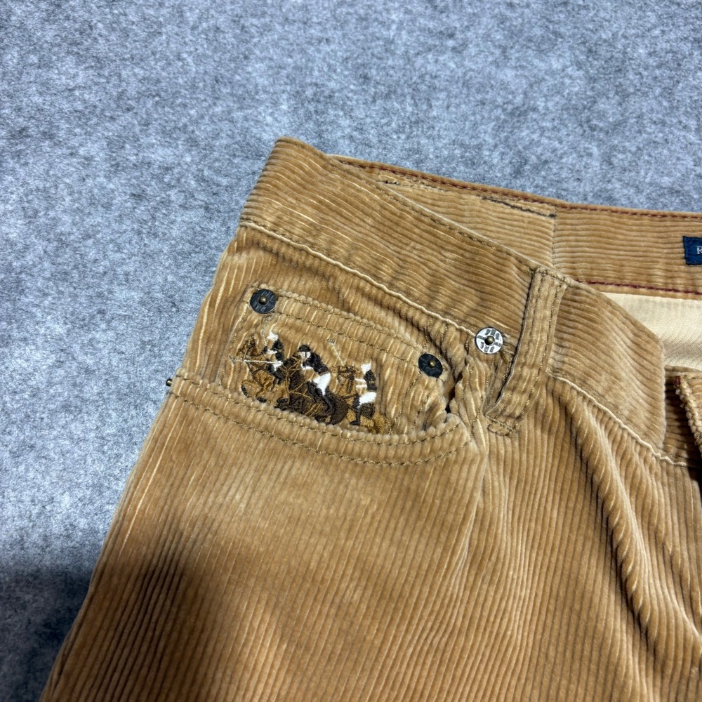 Ralph Lauren Womens Tan Corduroy Straight Leg Pants Equestrian Embroidery Size 6 - Picture 2 of 7